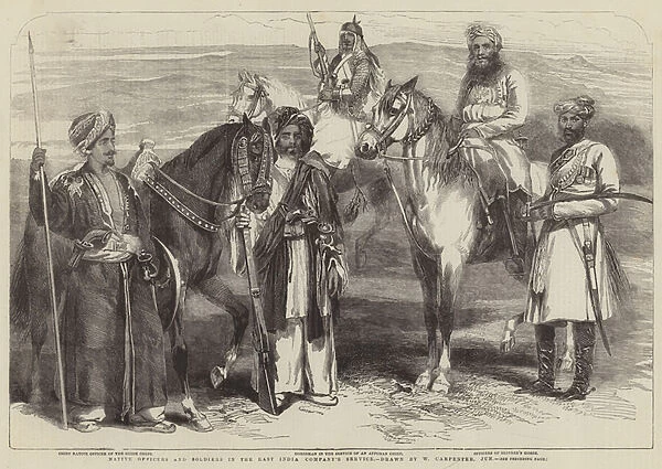 Native Officers and Soldiers in the East India Companys Service (engraving)