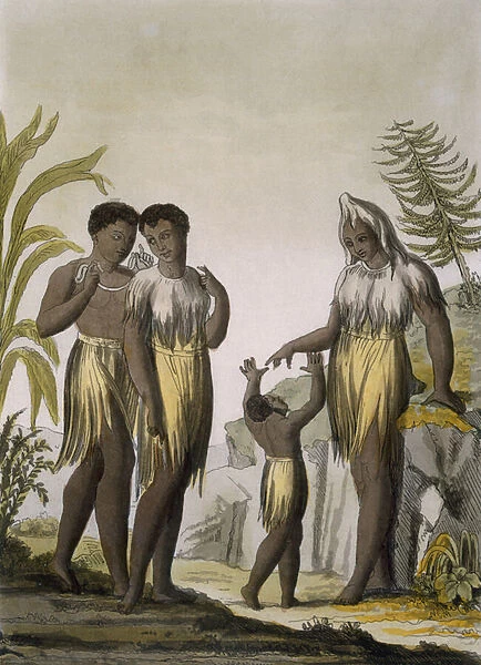 Natives of Cazegut, West Africa, c. 1820s-30s (coloured engraving)