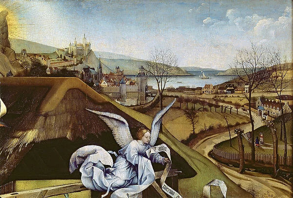 Nativity, detail of the landscape, c. 1425 (oil on panel) (detail of 128673)