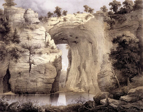 Natural Bridge, Rockbridge County, from Album of Virginia, 1858 (colour litho)