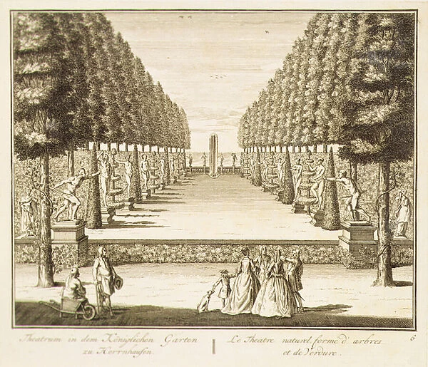Natural theatre of trees and hedges (engraving)