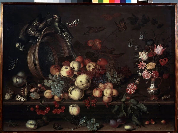 'Nature morte aux fruits, fleurs et perroquets'(Still Life with Fruits, Flowers and Parrots) (aussi appelee 'Nature morte aux fruits)