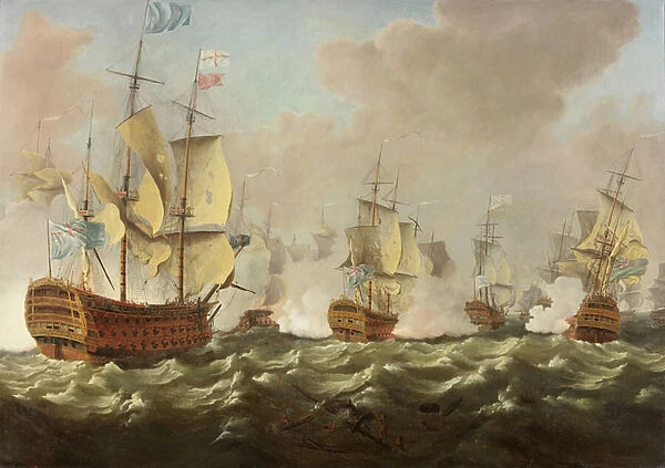 A Naval Engagement (oil on canvas)