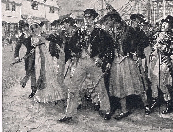 Naval Mutineers Ashore, illustration from British Battles on Land and Sea, published by Cassell, London, c. 1910 (litho)