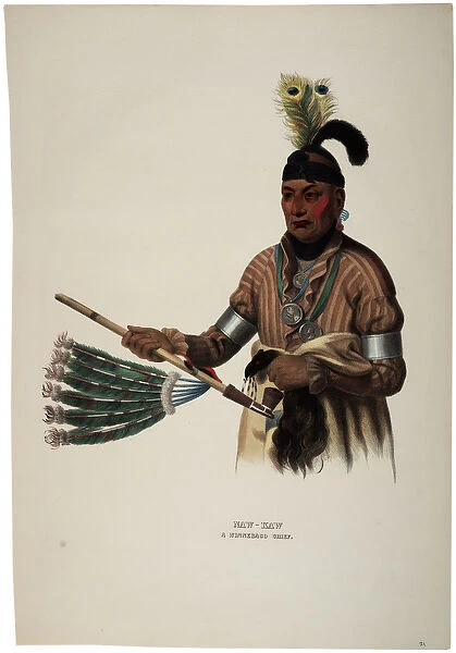 Naw-kaw, Winnebago Chief, print made by Thomas Loraine McKenney, c. 1840 (colour litho)