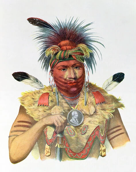 Ne-Sou-A-Quoit, a Fox Chief, illustration from The Indian Tribes of North America
