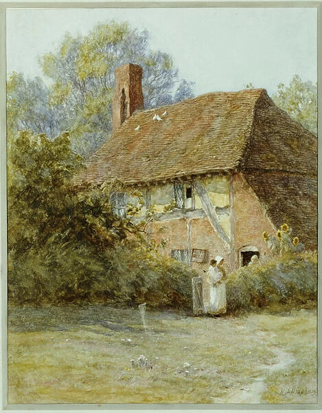 Near Westerham, Kent, 1900 (w  /  c with scratching out on paper)