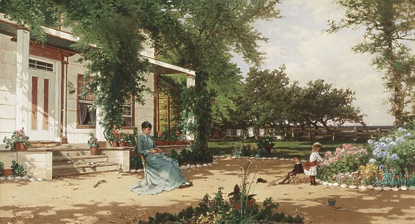 In My Neighbours Garden, 1883 (oil on canvas)