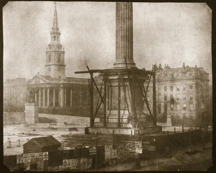 Framed Print : Nelsons Column under construction, c. 1841 (salt paper print from calotype negative) Framed Print : Nelsons Column under construction, c. 1841 (salt paper print from calotype negative)