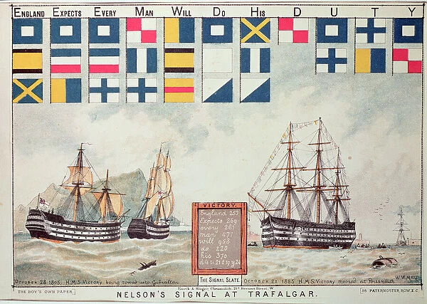 Nelsons signal at Trafalgar in 1805, from The Boys Own Paper