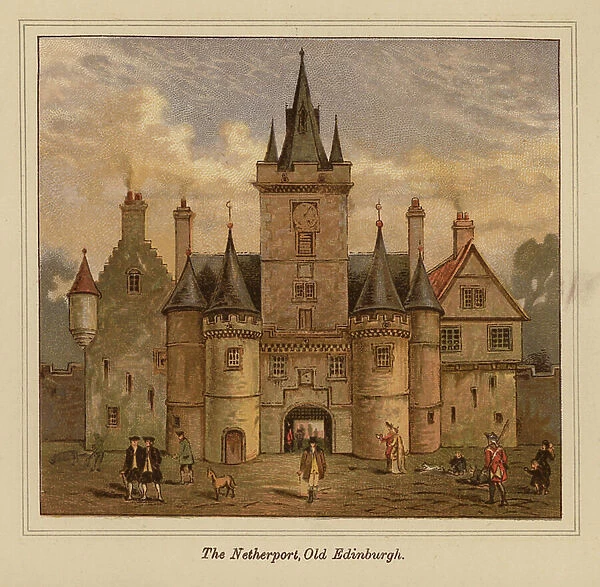 The Netherport, Old Edinburgh (colour litho)