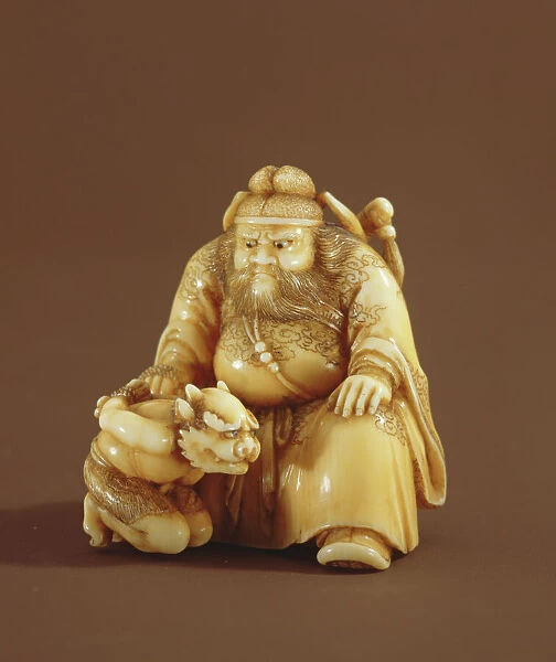 Netsuke in the form of a demon queller and a small demon, Meiji Period (1868-1912)