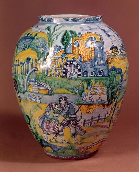 Nevers faience vase painted with scenes from the Old Testament (ceramic)