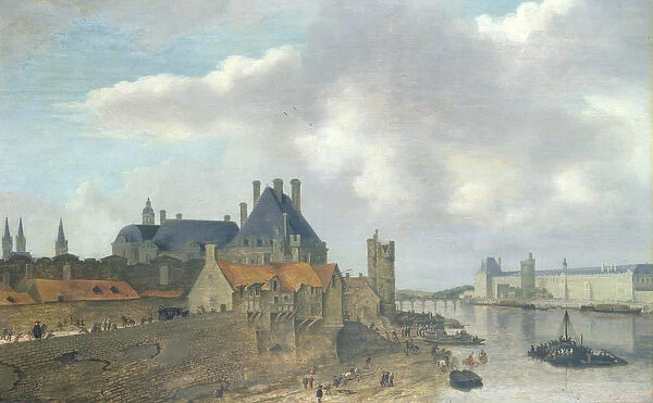 Nevers Hotel and the Louvre Palace, 1637 (oil on wood)