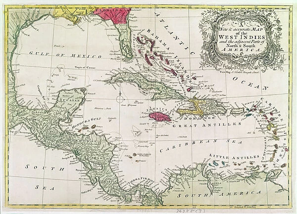 New and accurate map of the West Indies (colour litho)