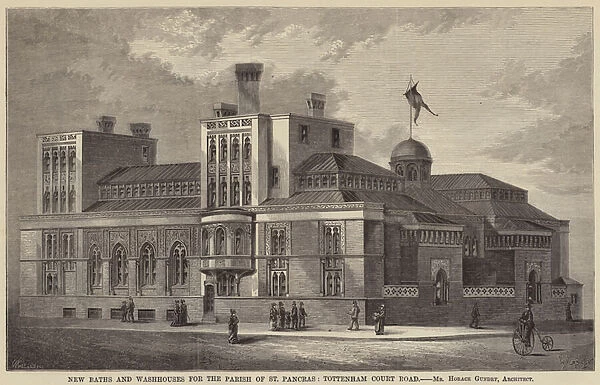 New Baths and Washhouses for the Parish of St Pancras, Tottenham Court Road (engraving)