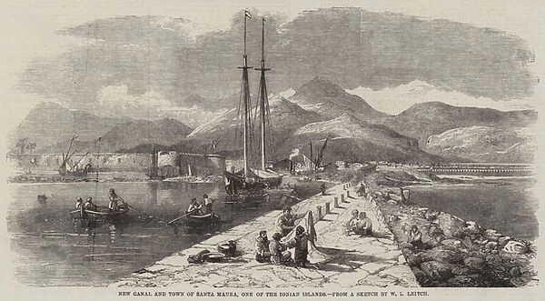 New Canal and Town of Santa Maura, One of the Ionian Islands (engraving)