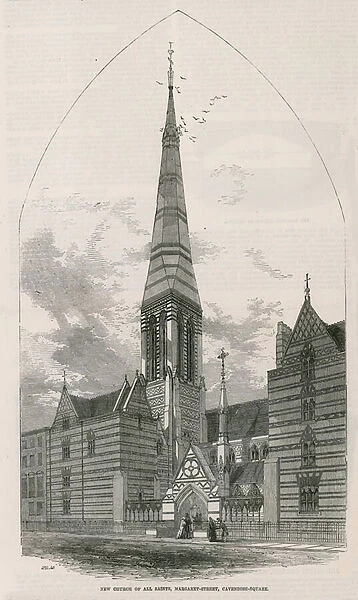 New Church of All Saints, on Margaret Street in Cavendish Square (engraving)