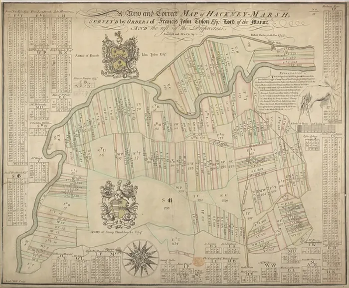 Framed Print : A New and Correct Map of Hackney-Marsh