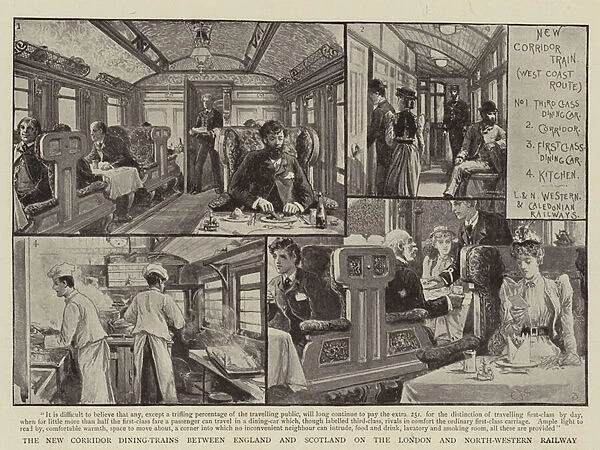 The New Corridor Dining-Trains between England and Scotland on the London and North-Western Railway (litho)