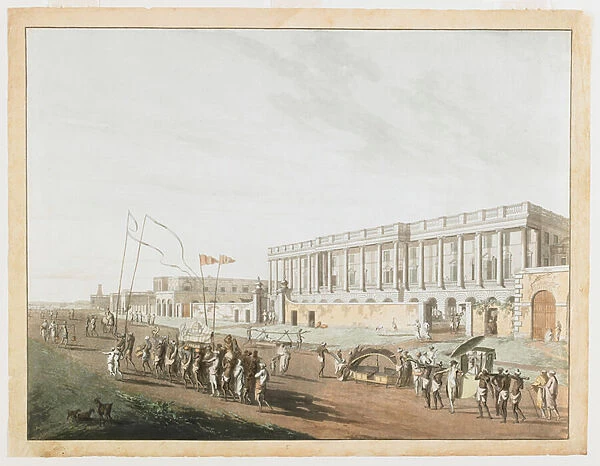 The New Court House and Chandpam Ghaut from the Views of Calcutta, 1787 (aquatint