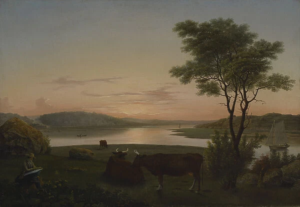 New England Inlet with Self-Portrait, 1848 (oil on canvas)