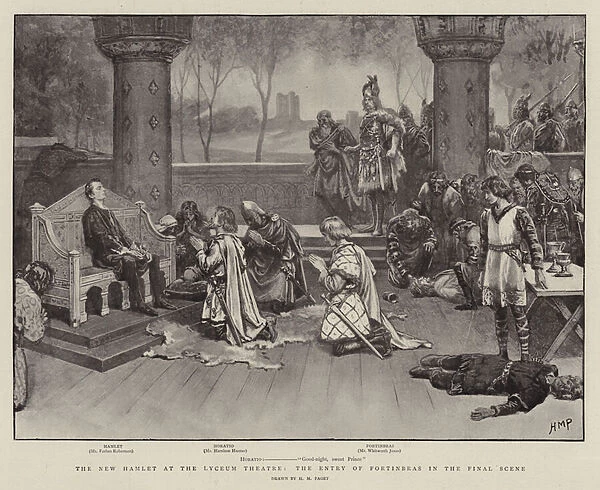 The New Hamlet at the Lyceum Theatre, the Entry of Fortinbras in the Final Scene (litho)