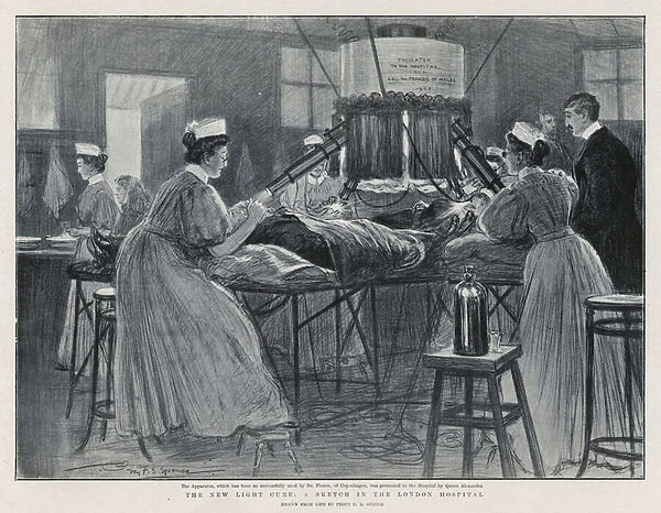 The new light cure: A sketch in the London Hospital (litho)