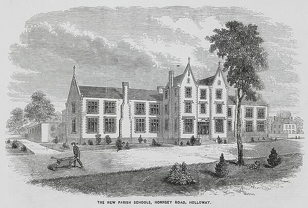 New parish schools, Hornsey Road, Holloway (engraving)
