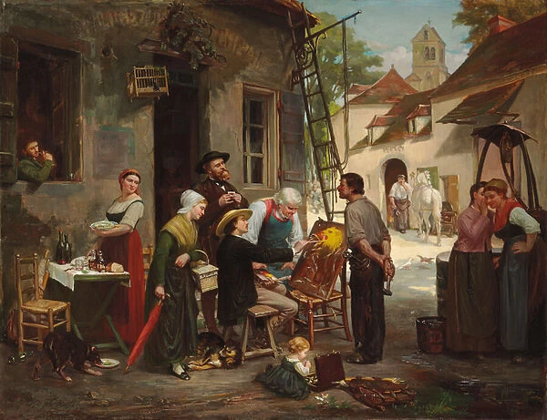A New Sign for the Old Inn, 1870 (oil on canvas)