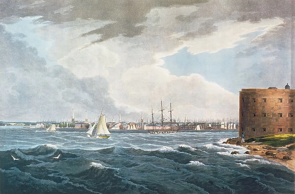 New York, from Governors Island, engraved by I. Hill, pub. by Henry I