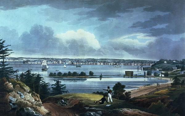 New York from Heights Near Brooklyn, 1820-23 (coloured aquatint)