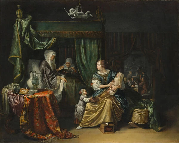 The Newborn Baby, 1675 (oil on canvas)
