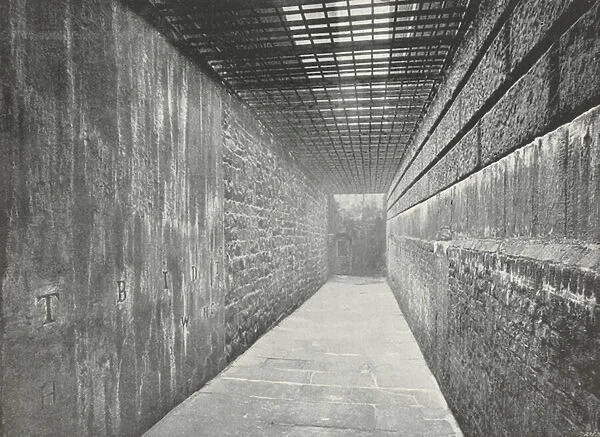 Newgate Prison: The 'Graveyard, 'looking towards, the Door leading to the Old Bailey (b  /  w photo)