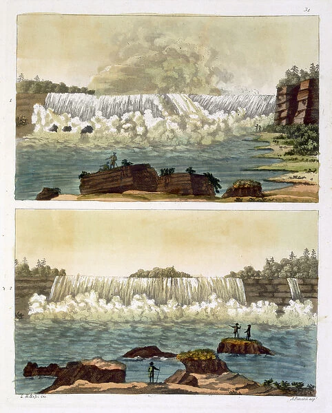 Niagara Falls, 1818 (colour engraving)