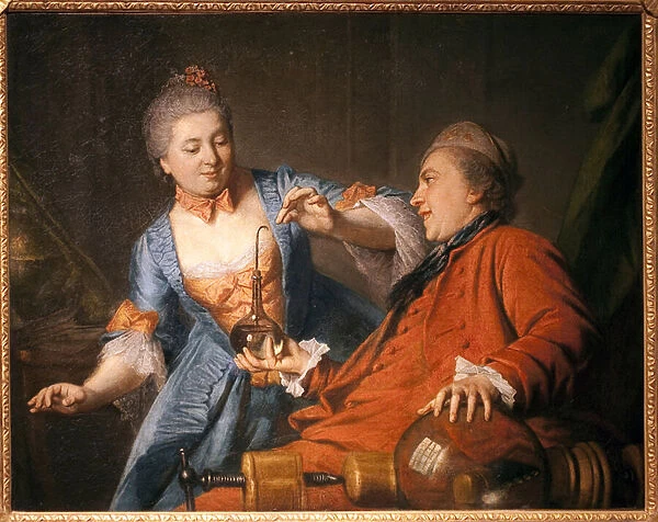 Nicolas Bergeat (1733-1815) and Madame de Maisoncel doing an experiment in physics