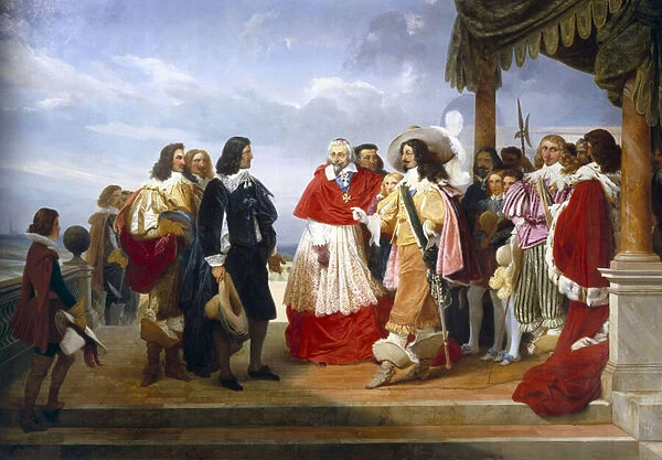 Nicolas Poussin French painter arriving from Rome is presented to Louis XIII King of