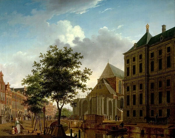Back of Nieuwe Kerk and Town Hall, Amsterdam, Holland (oil on canvas)