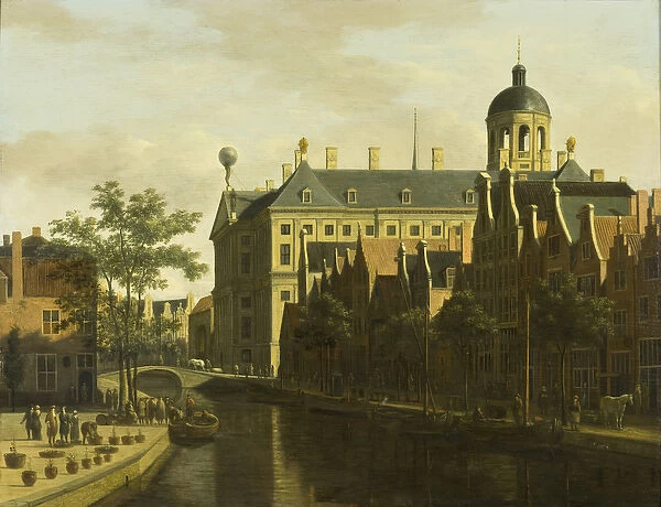 The Nieuwezijds Voorburgwal with the Flower and Tree Market in Amsterdam, c