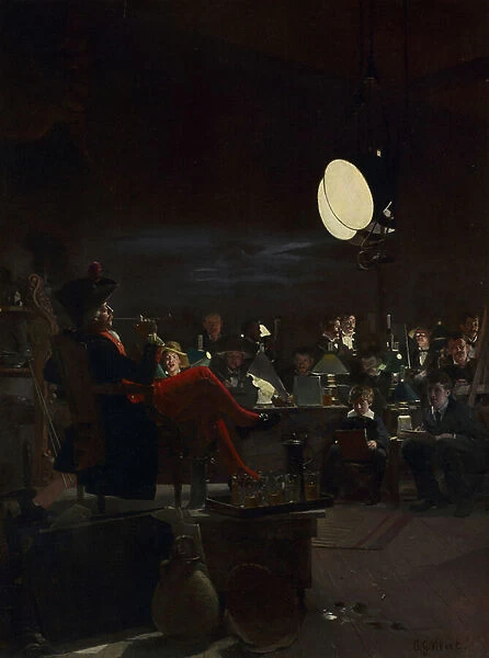 A Night Class, c.1881 (oil on wood panel)