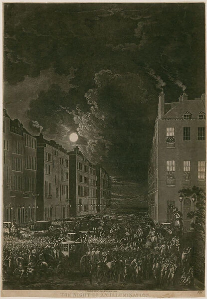 The night of an illumination, 29 April 1802; Portman Square, London (engraving)