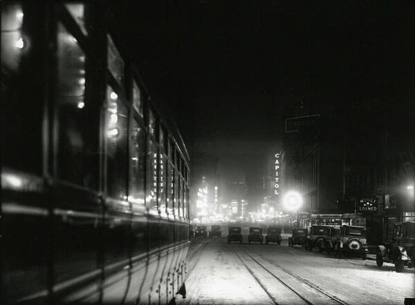 Night View near Times Square, c. 1919-20 (b  /  w photo)