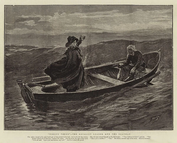 'Ninety-Three', the Royalist Leader and the Boatman (engraving)