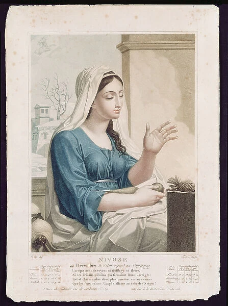 Nivose (December  /  January), fourth month of the Republican Calendar, engraved by Tresca, c