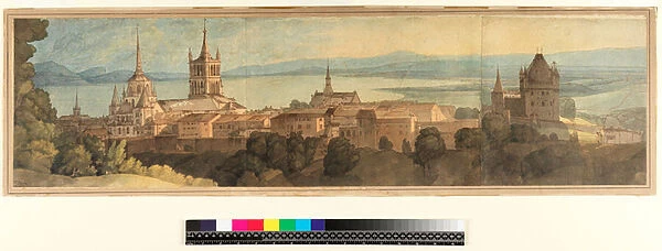 No. 1483 View of Lausanne, 1781 (w  /  c, pencil & ink on paper)