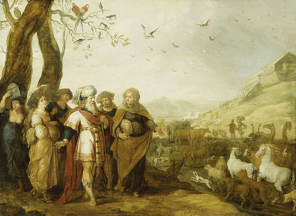 Noah and His Family Before the Embarkation into the Ark, (oil on panel)