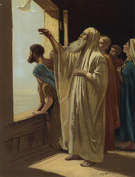 Noah sending forth the dove (chromolitho)