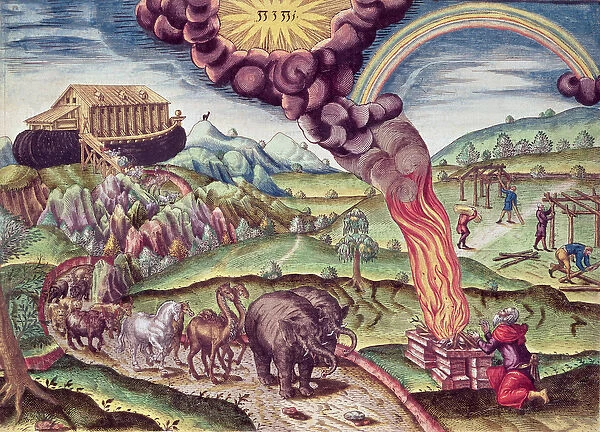 Noahs Ark, illustration from Brevis Narratio... published by Theodore de Bry