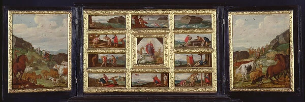 Noahs Ark triptych (oil on wood)