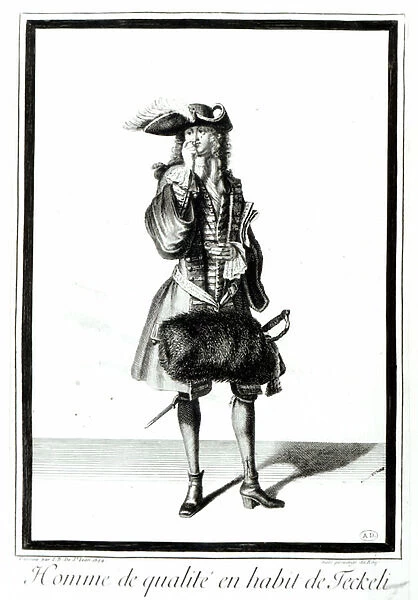 A Nobleman in Teckeli Dress, 1694 (engraving) (b  /  w photo)